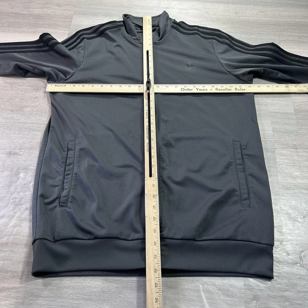 Adidas Track‎ Jacket Mens LT Gray Full Zip 3-Stripes Athletic Training H46103